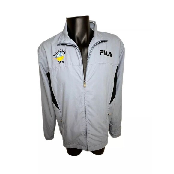 Vtg Pacific Life Open Fila Men’s Mesh Lined Windbreaker Powder Blue Full Zip XL - Picture 1 of 14
